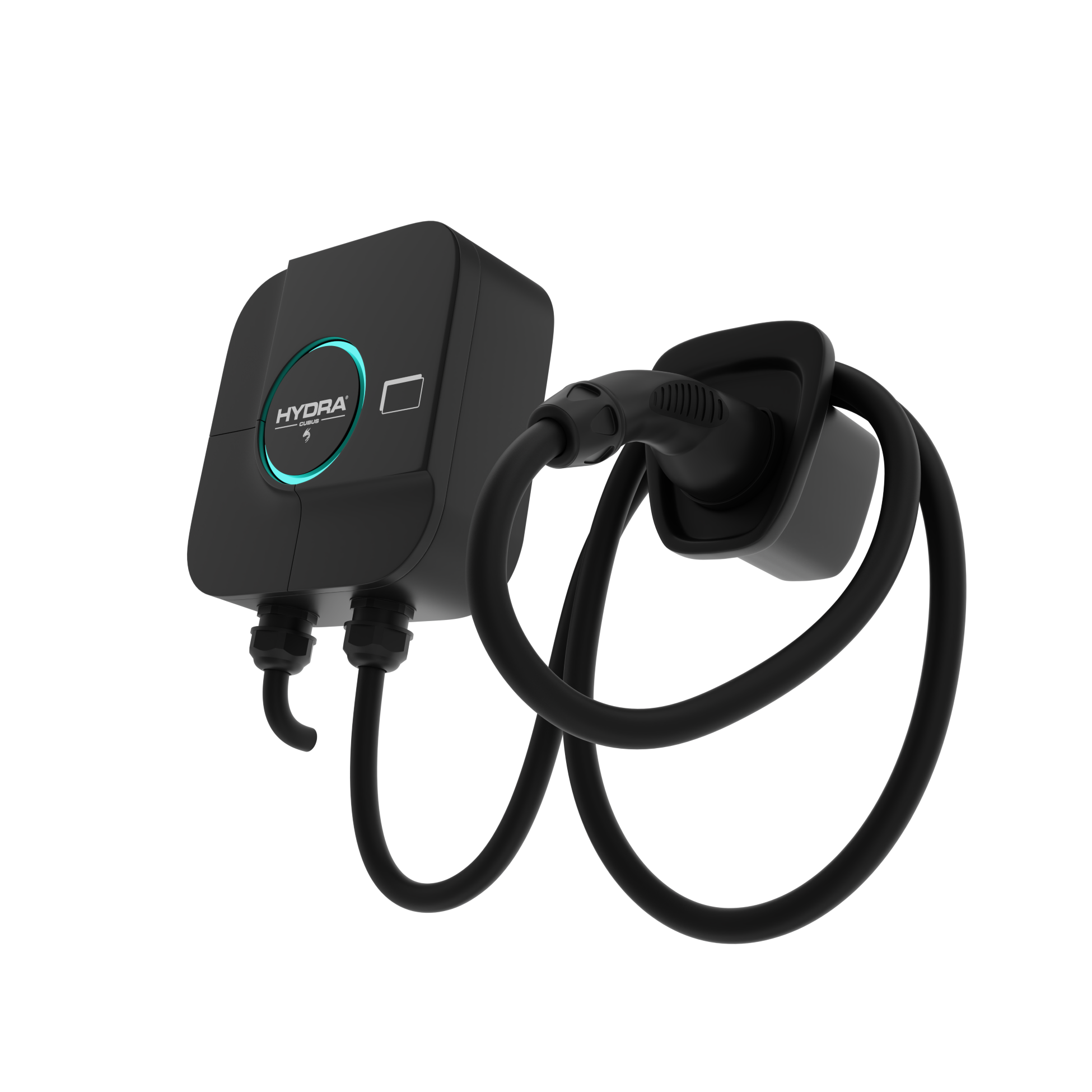 The Hydra CUBUS AC EV charger, a sleek and reliable solution for electric vehicle owners. With its tethered cable design, this charger offers effortless and secure connections, ensuring hassle-free charging experiences at home or in public spaces.