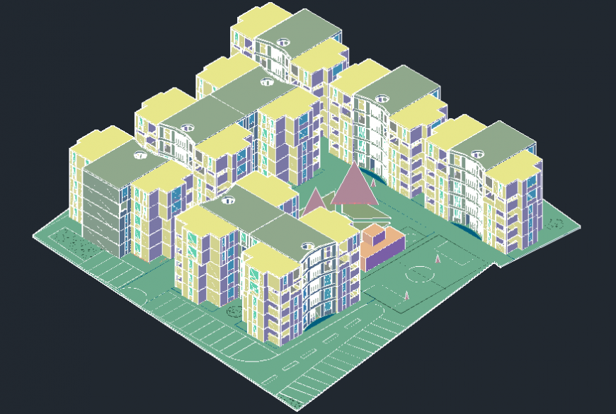 3d apartment building blocks model